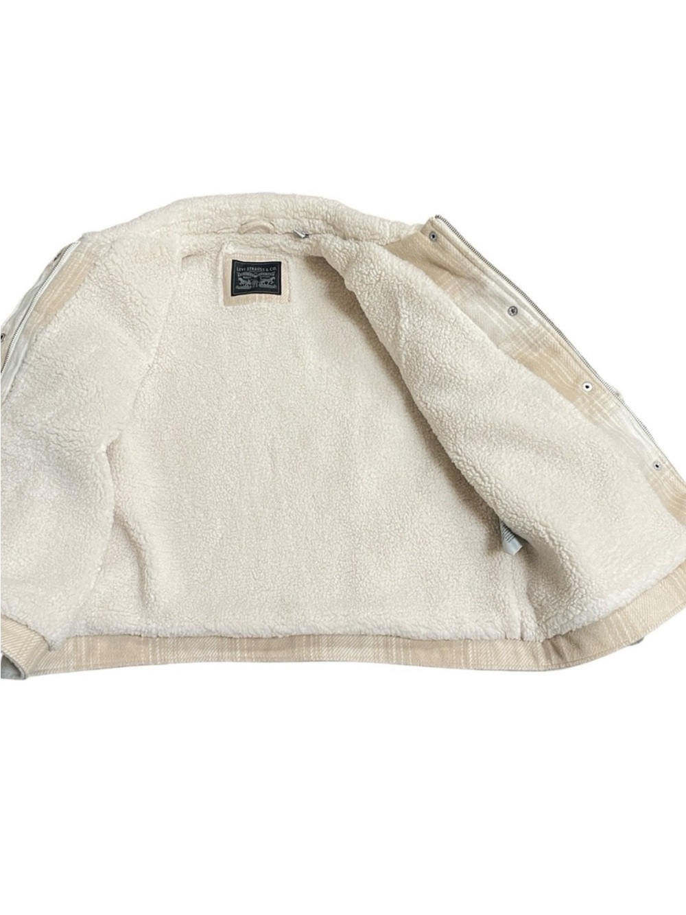 Levi’s | M | Beige Plaid Sherpa Collar Jacket - Picture 3 of 7